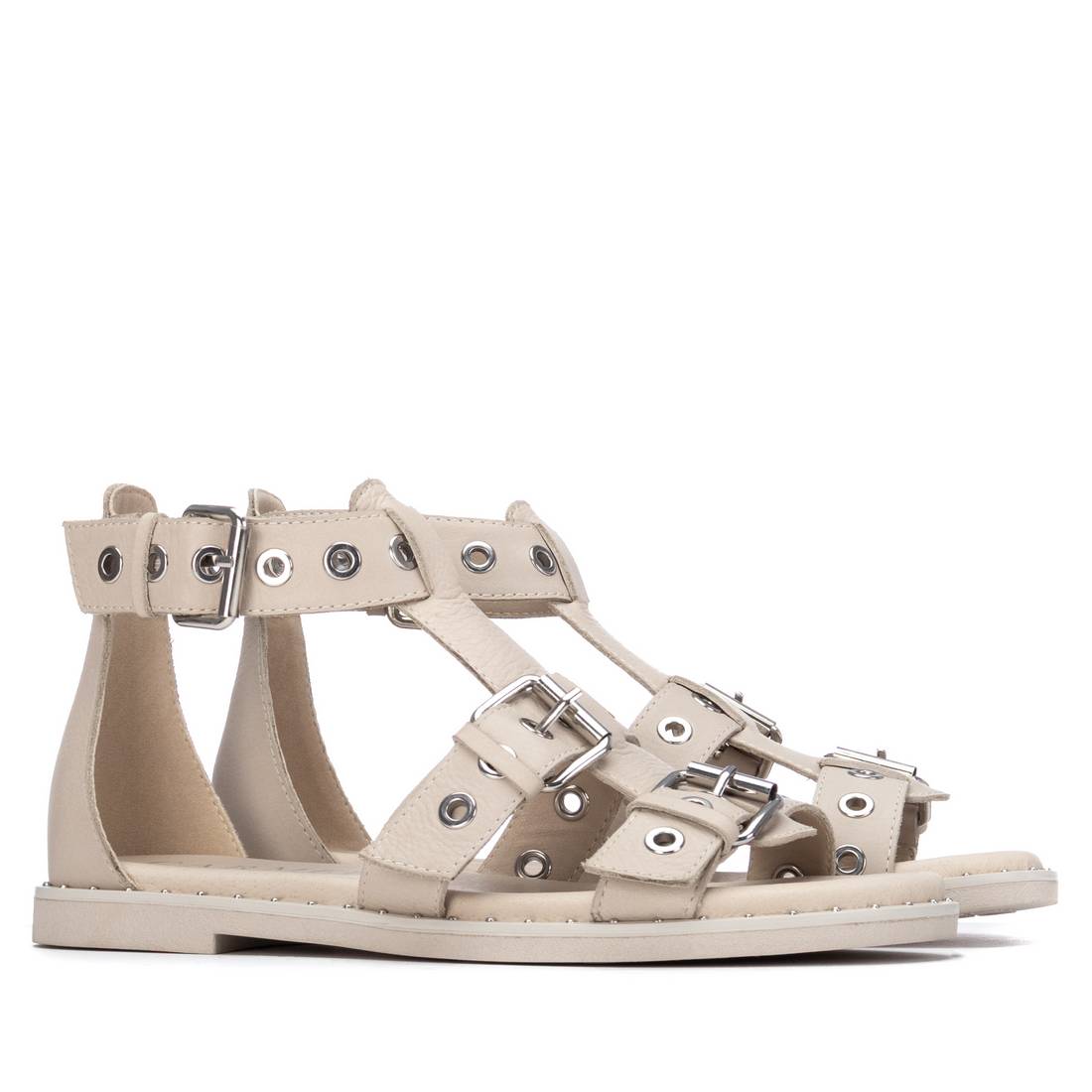 Carmela 16322002 sandales cuir blanc cloutées