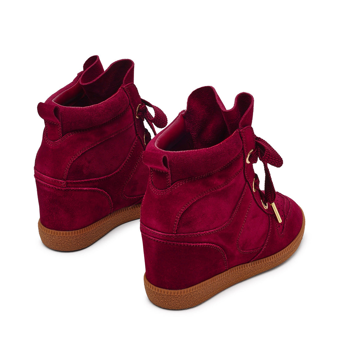Steve Madden Mables baskets daim bordeaux compensées