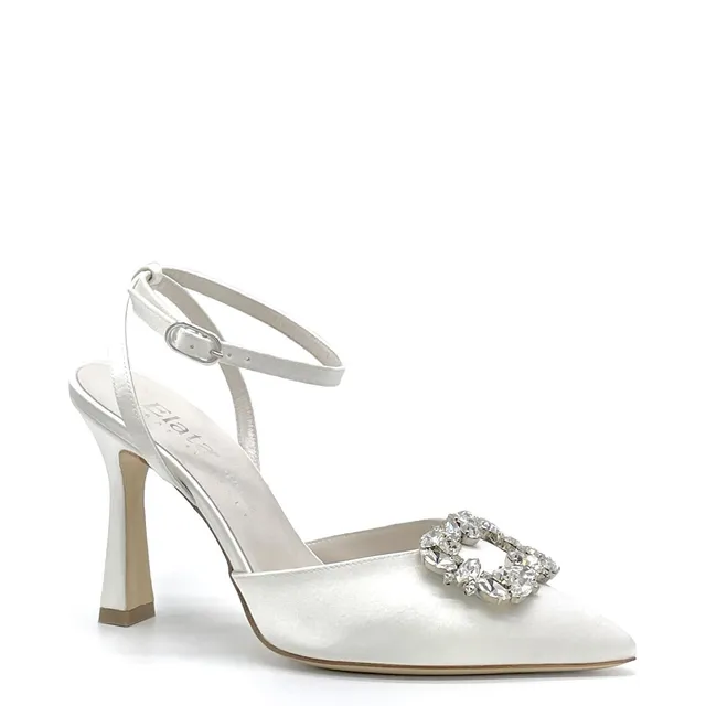ELATA S2311 slingback soie blanche talon 9,5 cm mariage