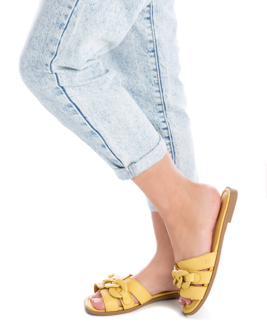 Carmela 16054302 sandale cuir jaune chaîne plate