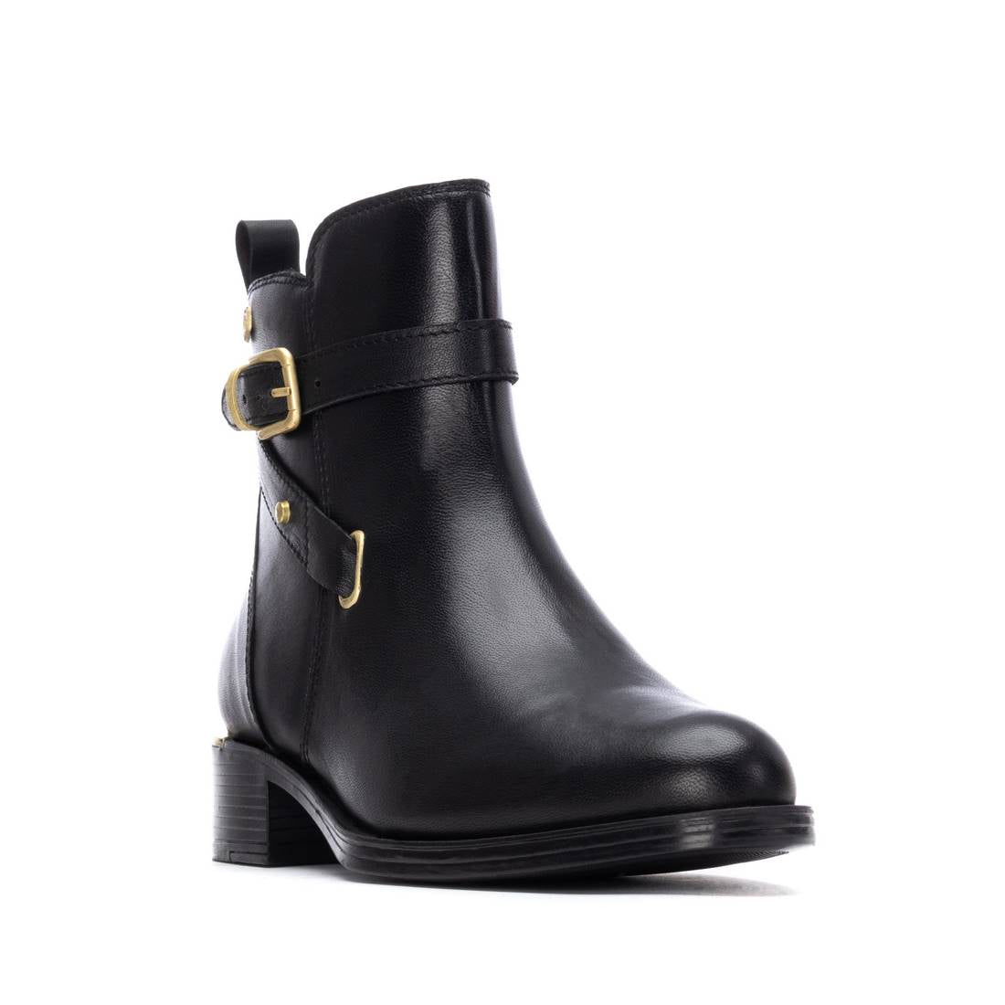 Carmela 16247501 bottines cuir noir boucle