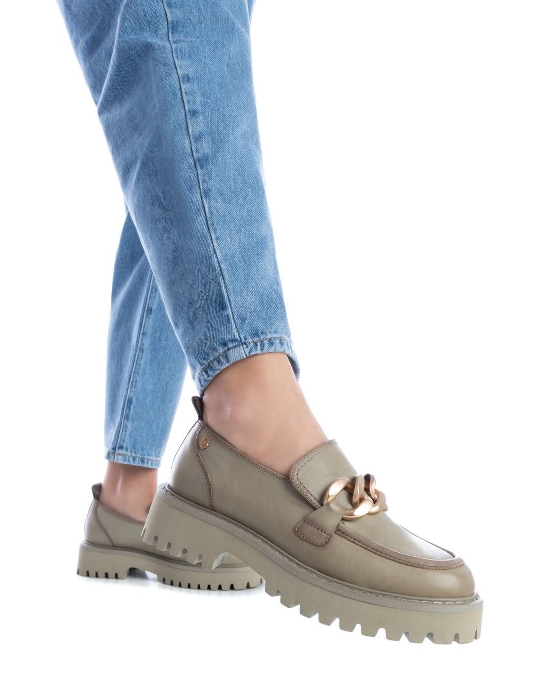 Carmela 16106104 mocassins cuir vert chaîne