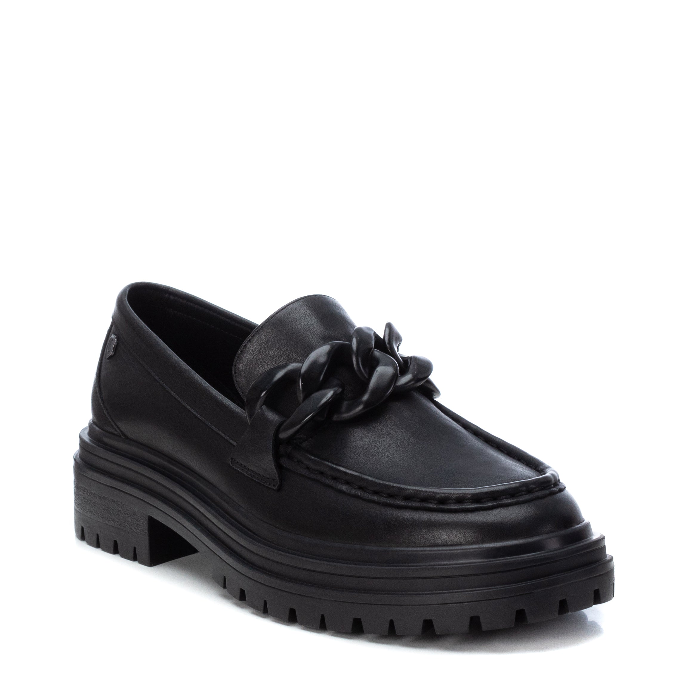 Carmela 16025702 mocassin noir cuir chaîne