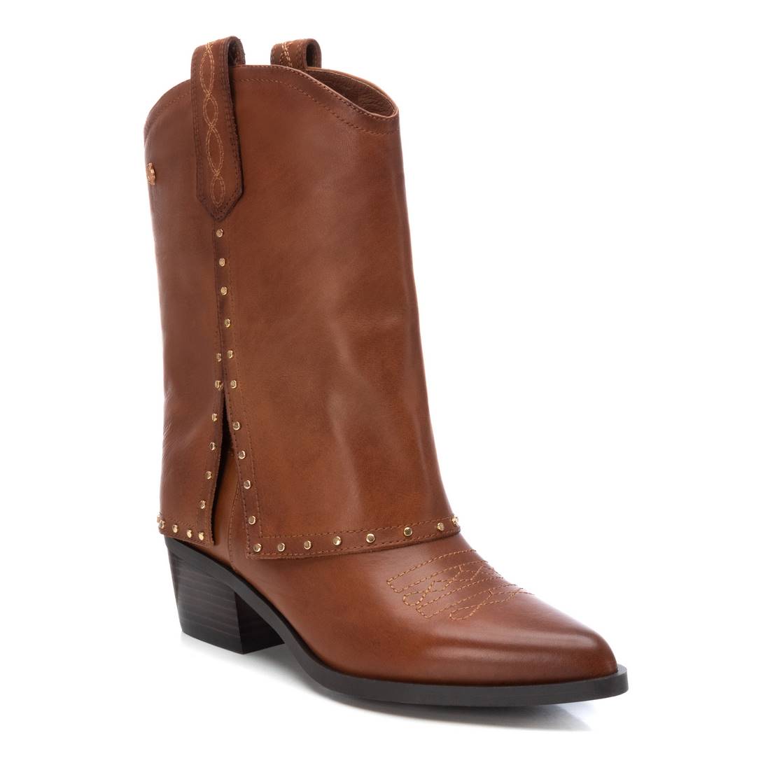 Carmela 16196103 bottine cuir marron style cowboy