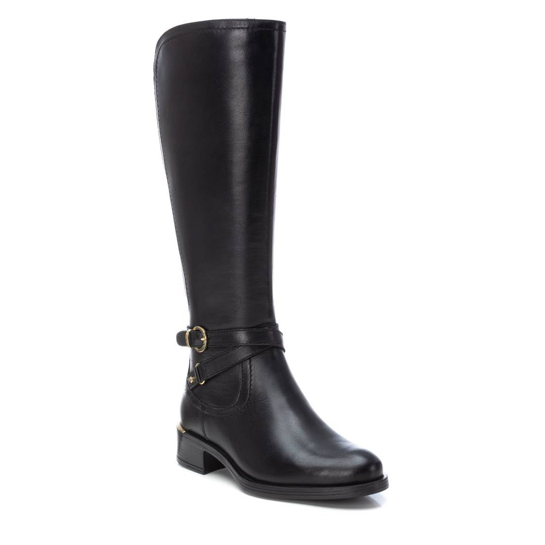 Carmela 16202001 botte motarde cuir noir talon bas