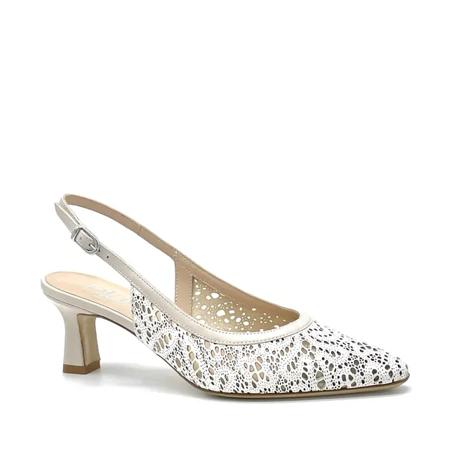 Elata 16166 slingback cuir blanc talon 5,5 cm