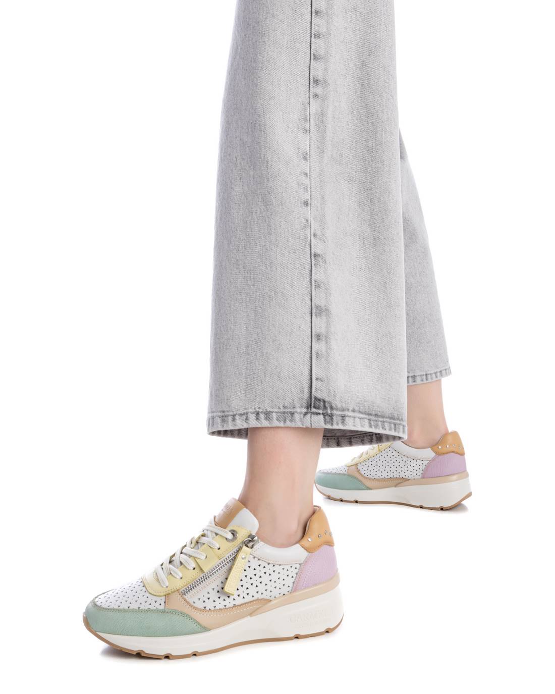 Carmela 16228105 basket cuir vert zip ajourée