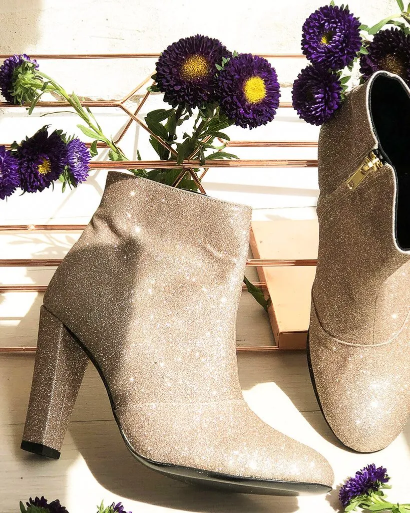Dessine Moi Un Soulier Bottine talon paillette or blond