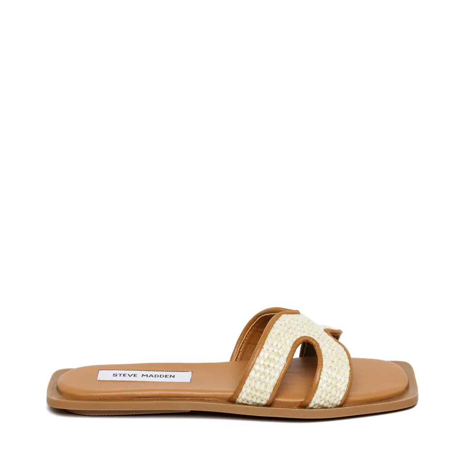 Steve Madden Sofia Slide claquettes femme raphia naturel cuir