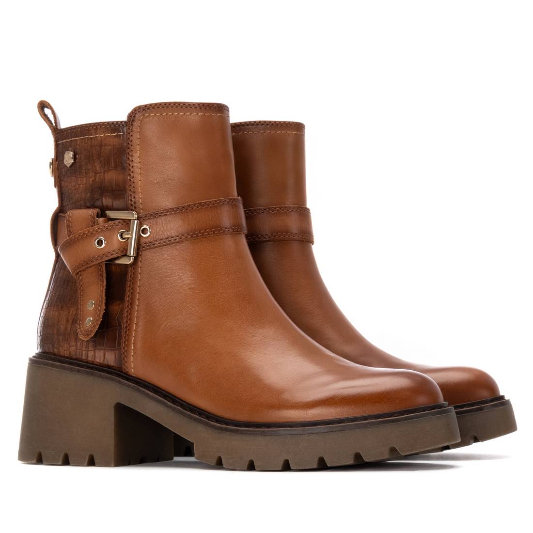 Carmela 16256501 bottine cuir camel à talon moyen