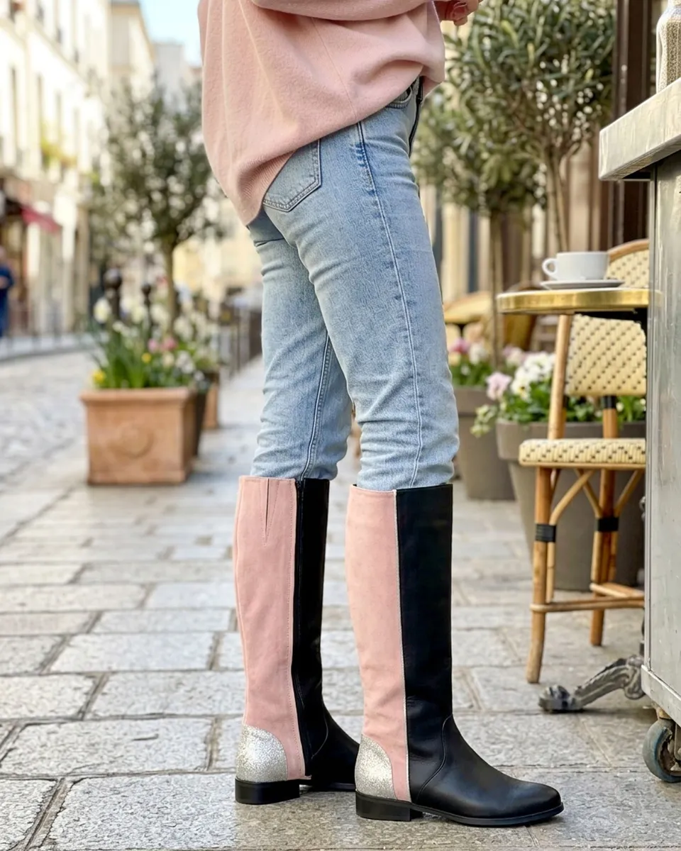 Dessine Moi Un Soulier Bottes Cavalieres bottes roses noires pointure 40