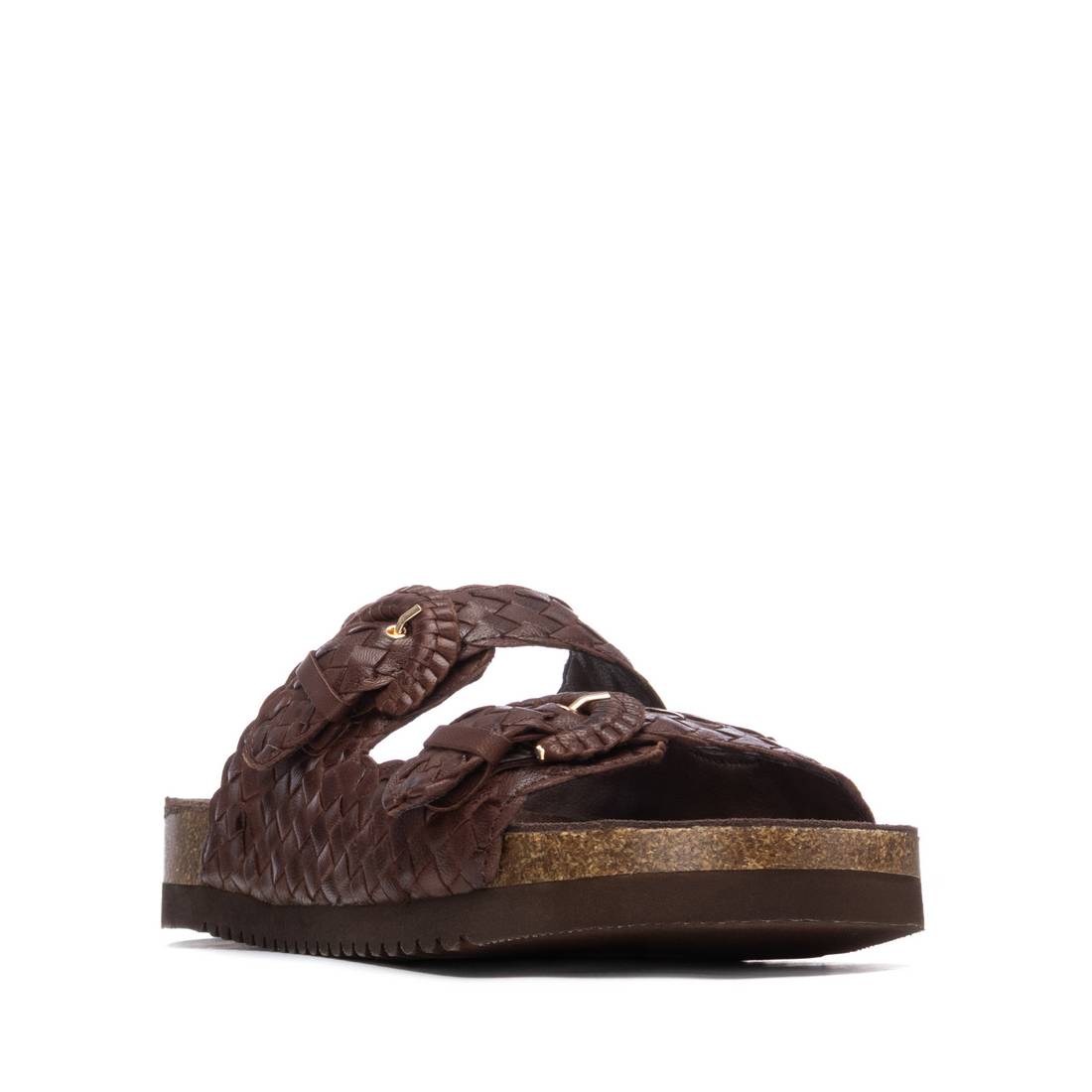 Carmela 16328705 sandales plates marron cuir tressé