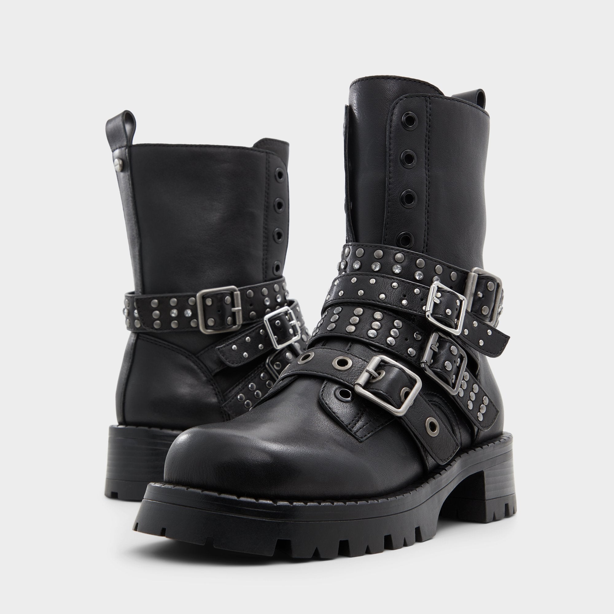 Aldo Vortexia bottines motardes boucles noires