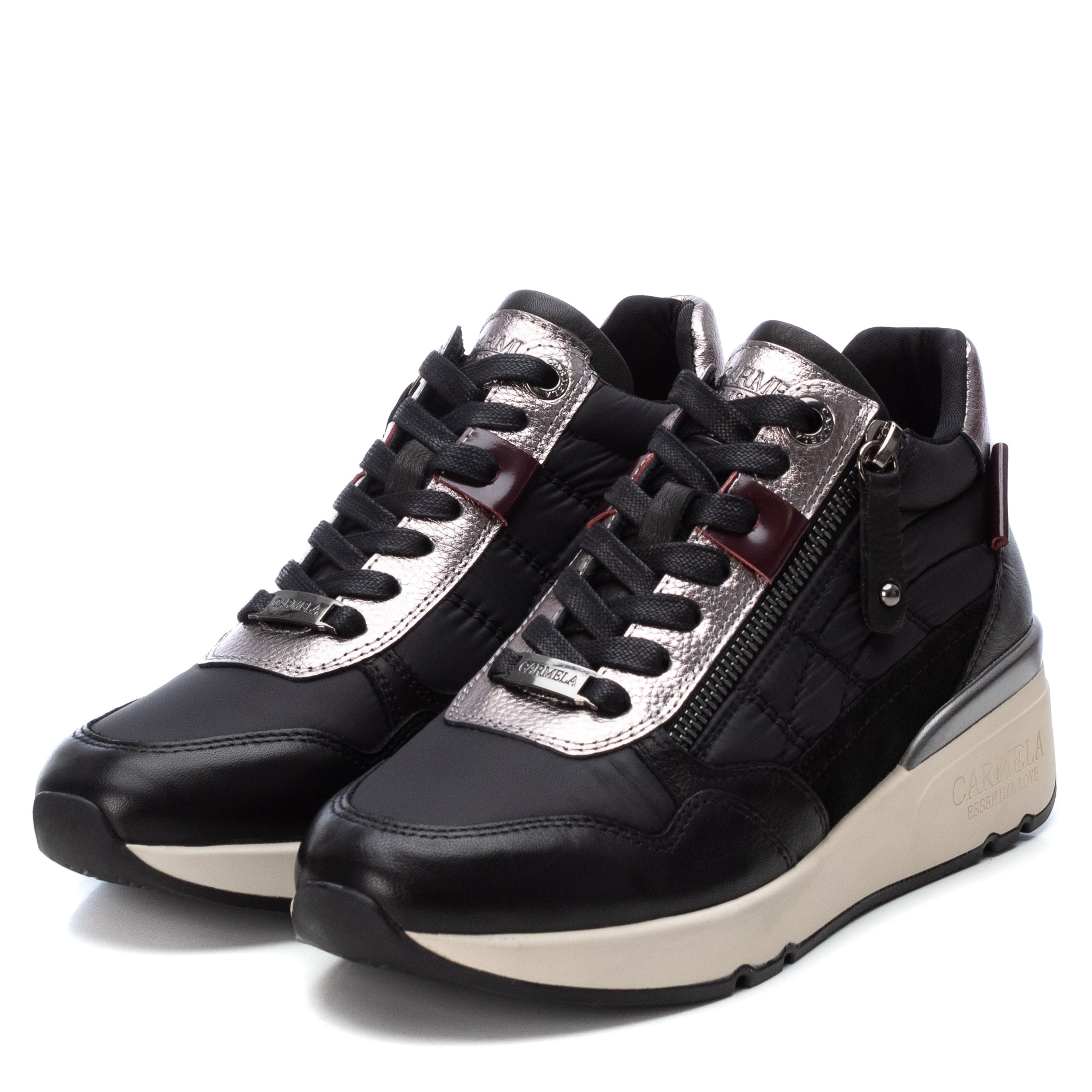 Carmela 16036401 basket noire textile talon plat