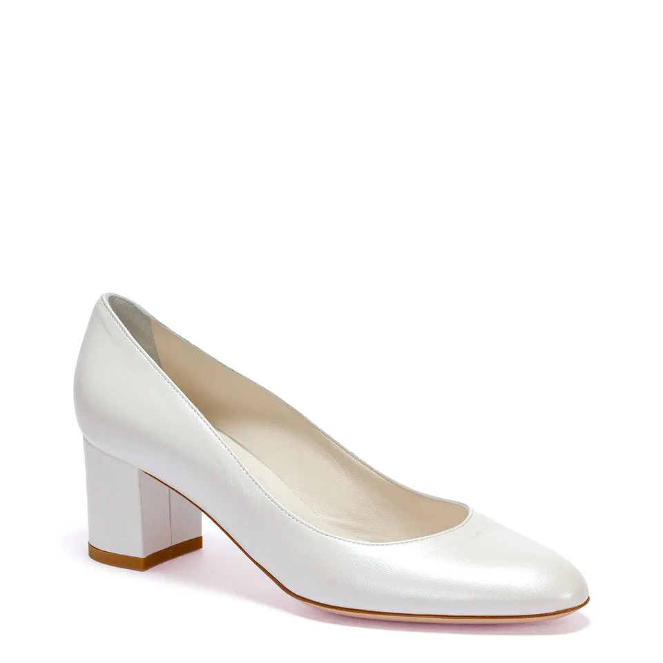 ELATA S2414 escarpins cuir blanc perle talon 5,5 cm