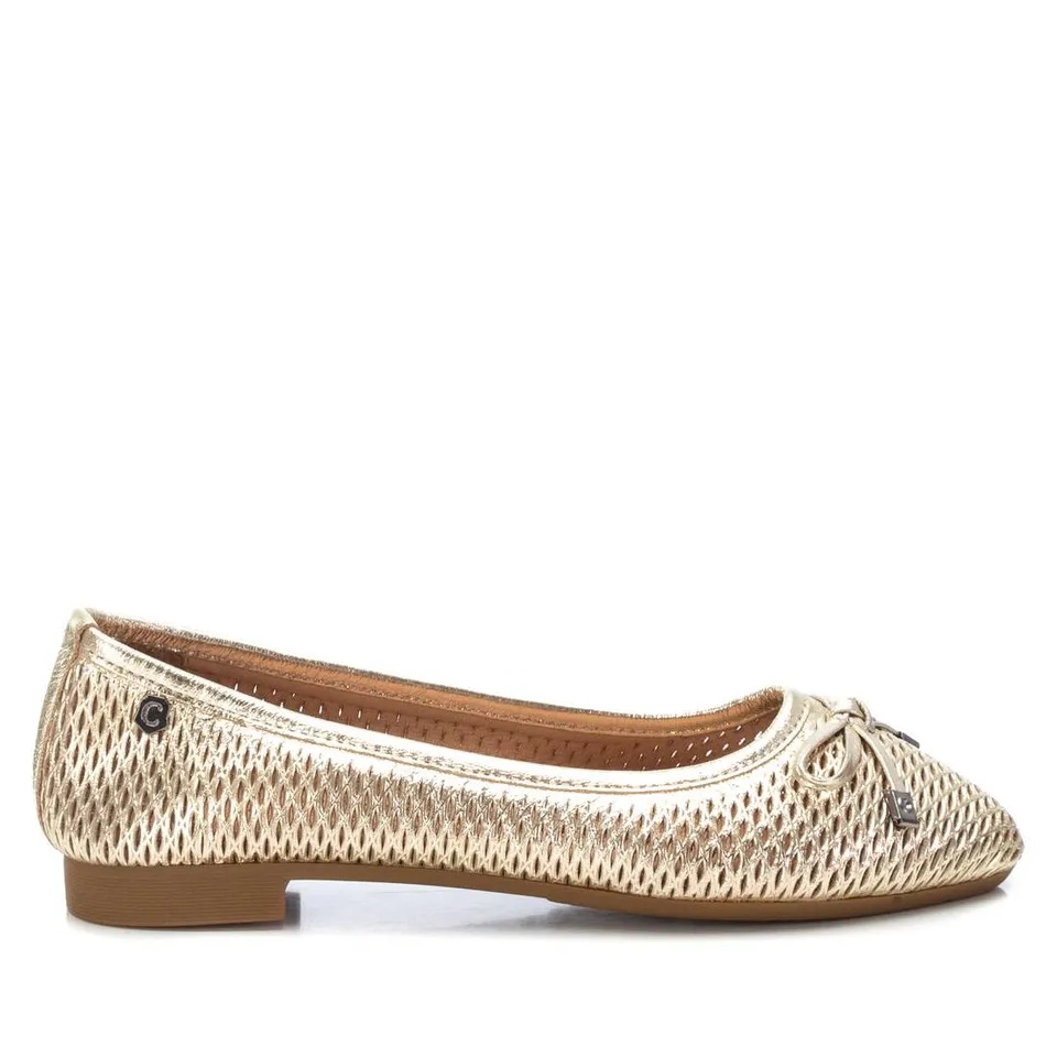Carmela 16076107 ballerine dorée cuir plate nœud