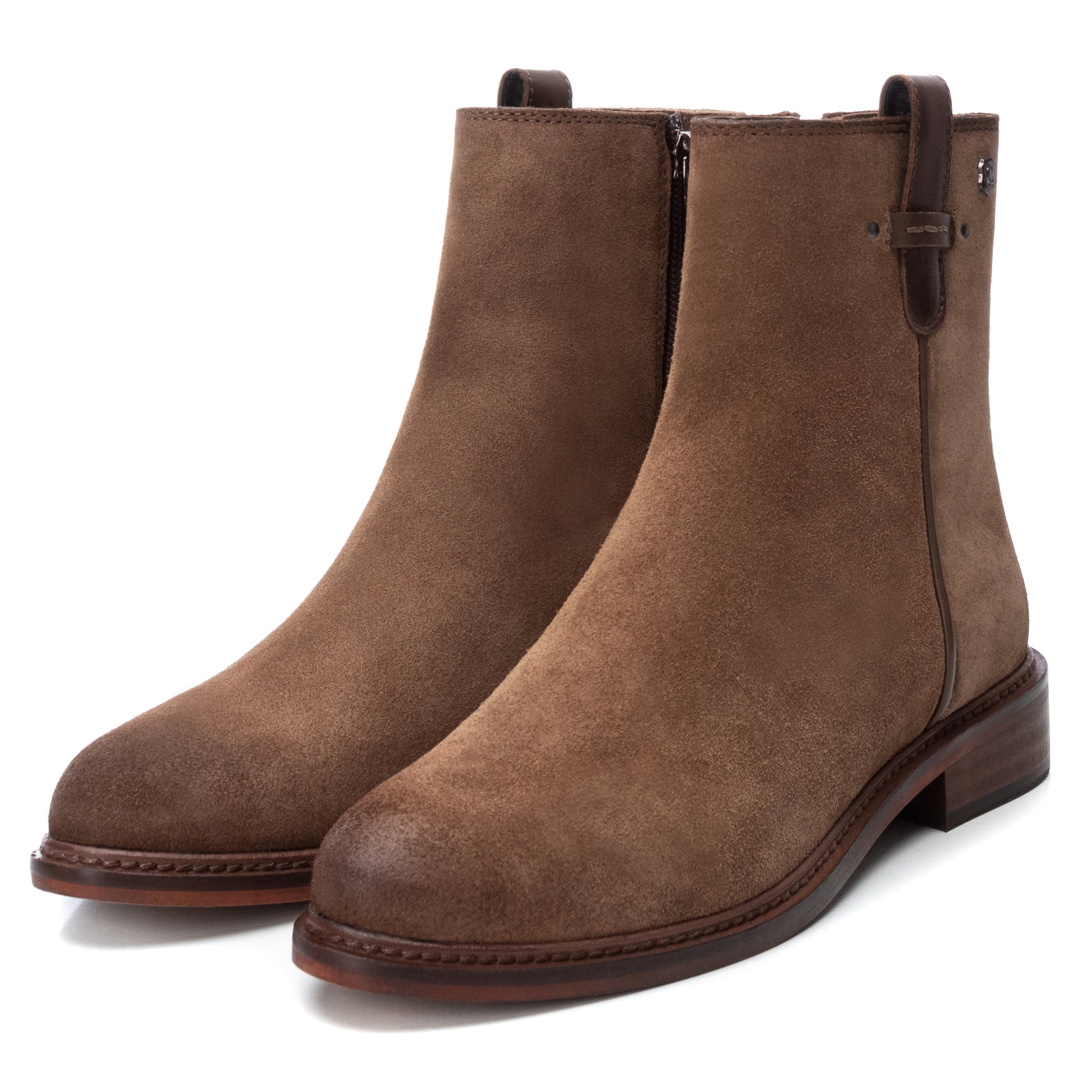 Carmela 16004802 bottine marron daim zip plat