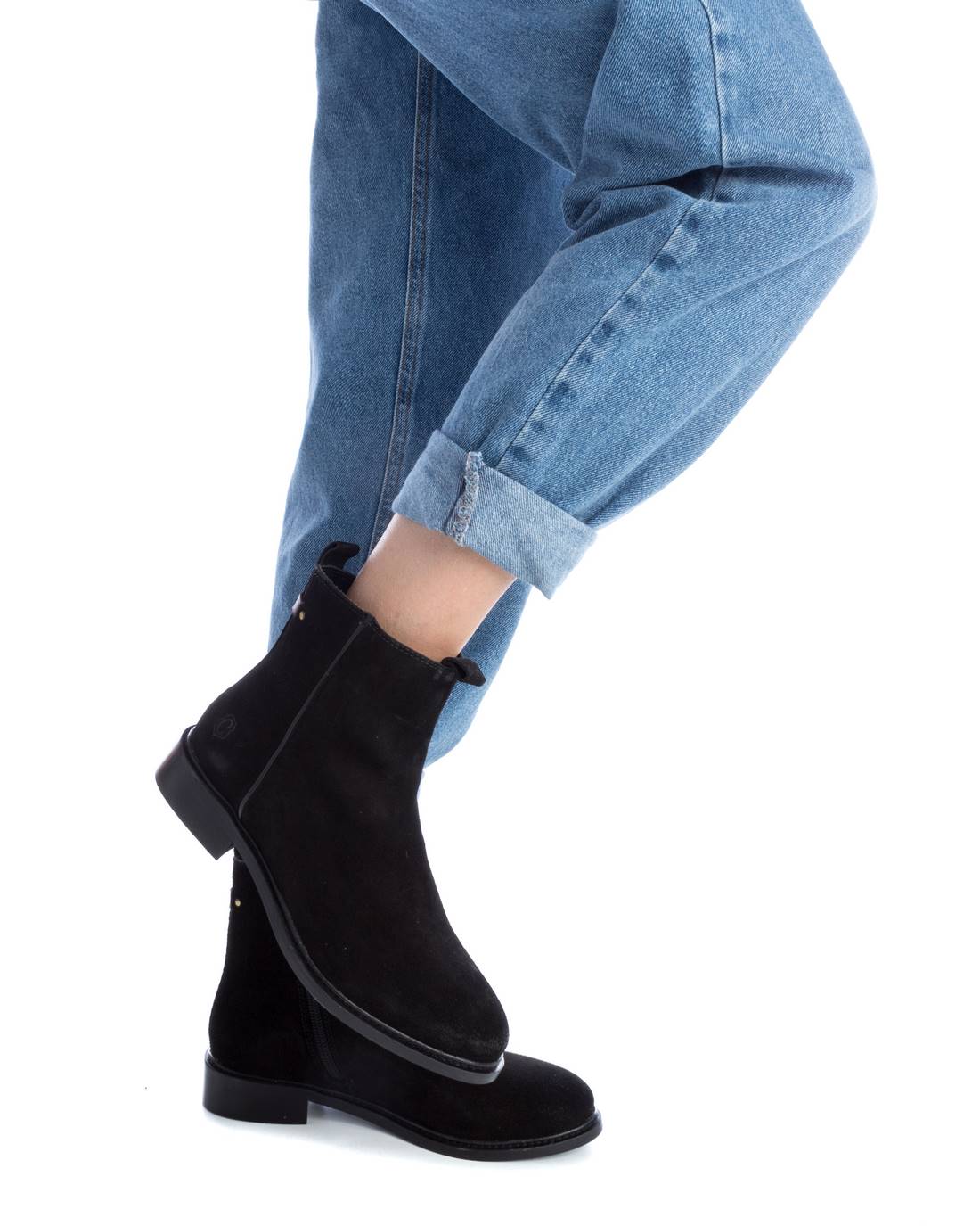 Carmela 16093001 bottine femme noir cuir plat
