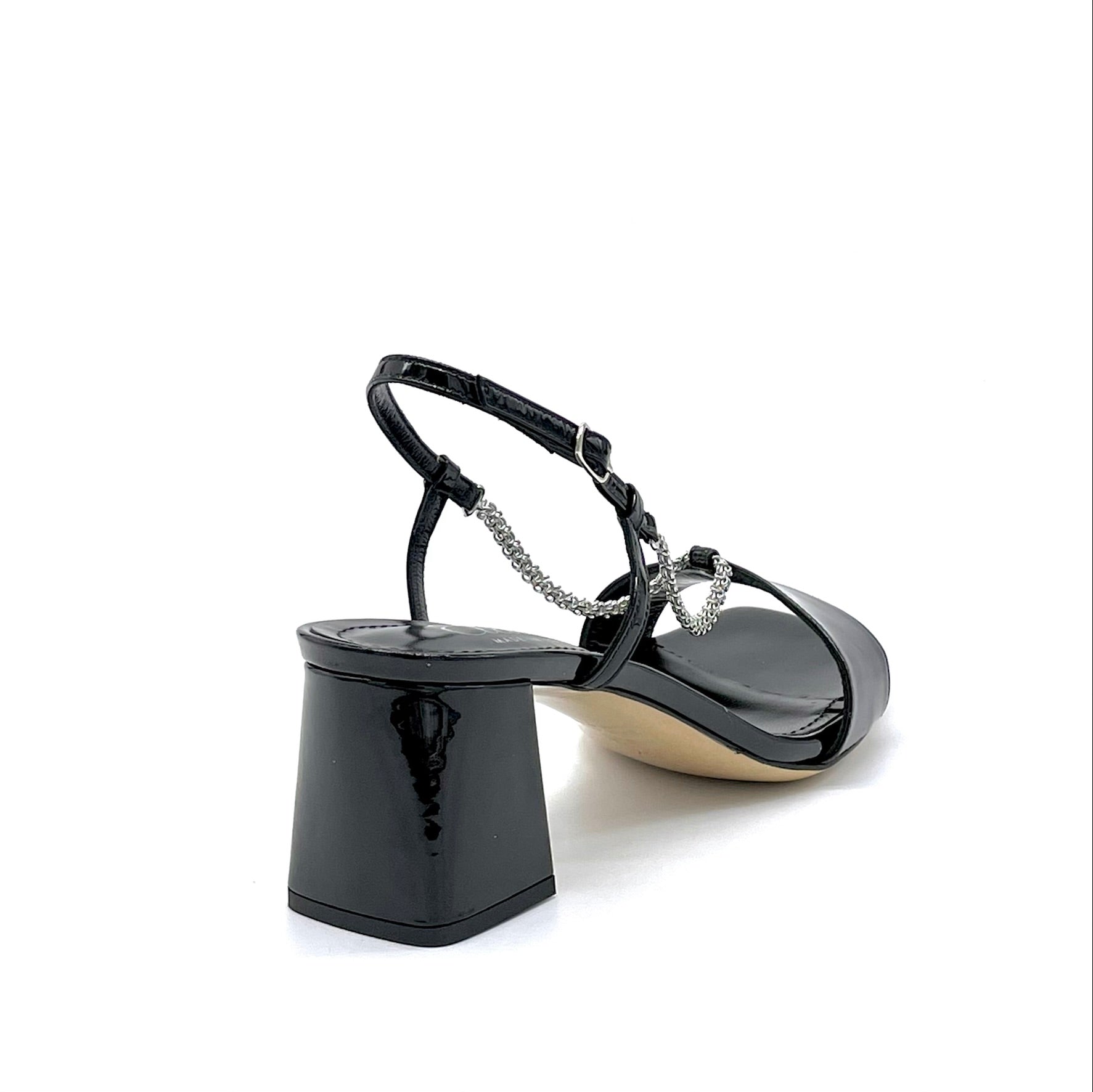 Elata 12136 sandales vernis noir chaîne talon 5,5 cm