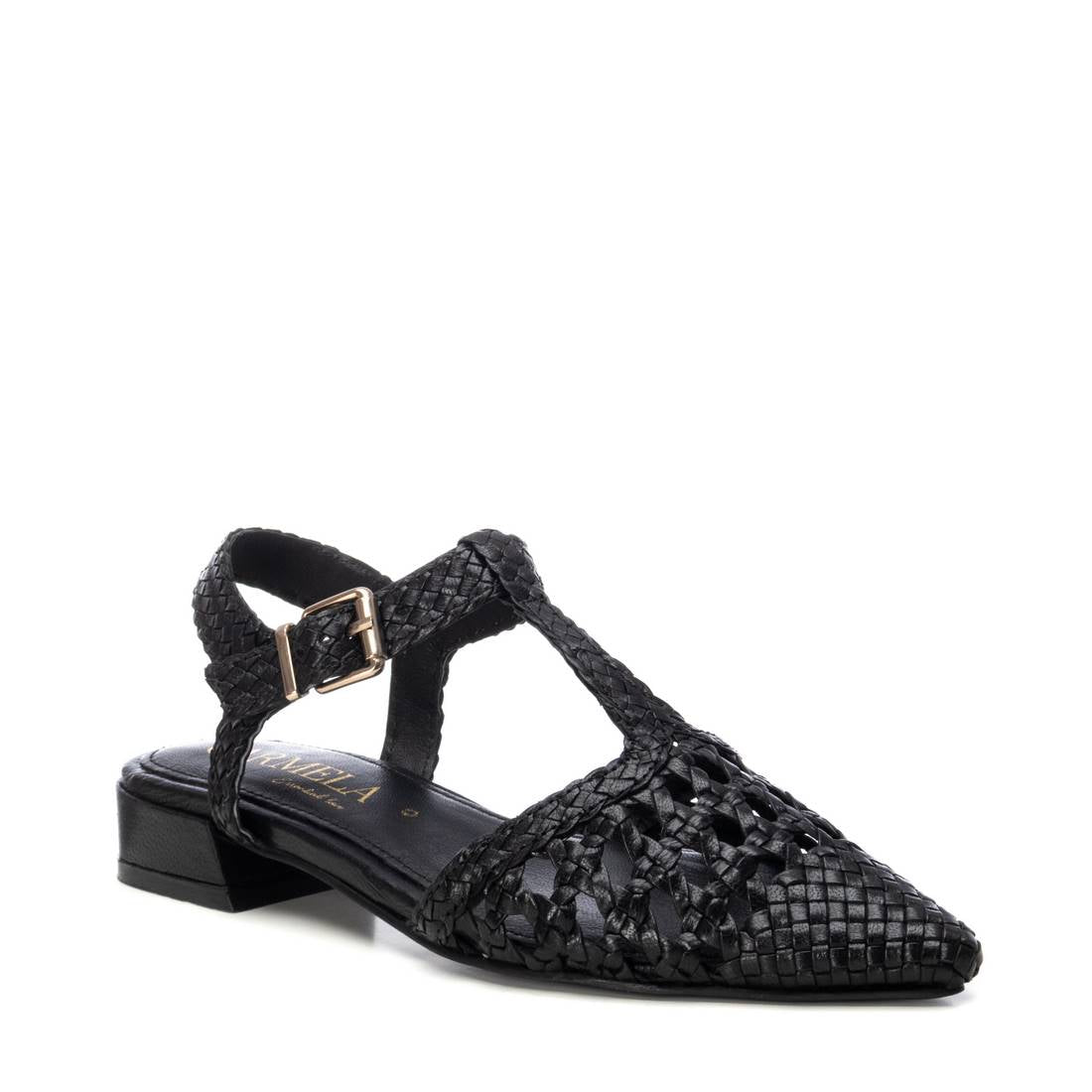Carmela 16218406 ballerine noir cuir tressé