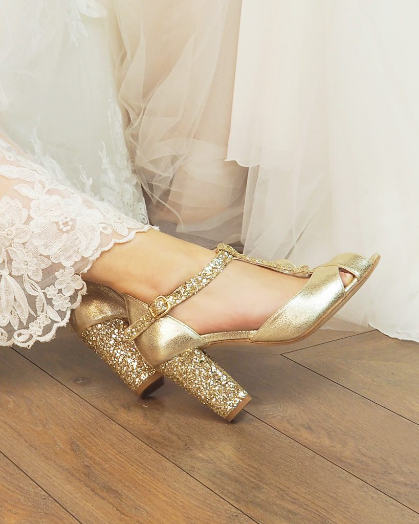 Dessine Moi Un Soulier Salomé escarpins glitter champagne irisé