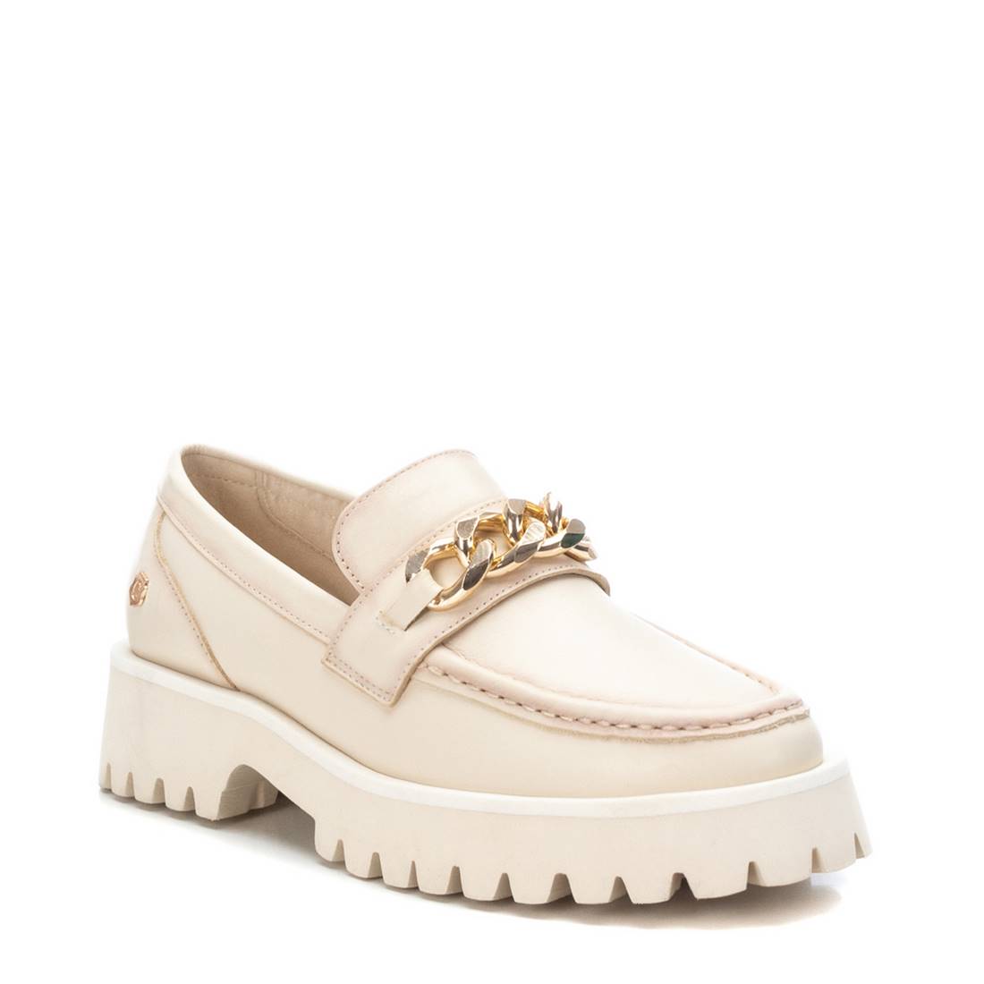 Carmela 16097504 mocassin cuir blanc chaîne