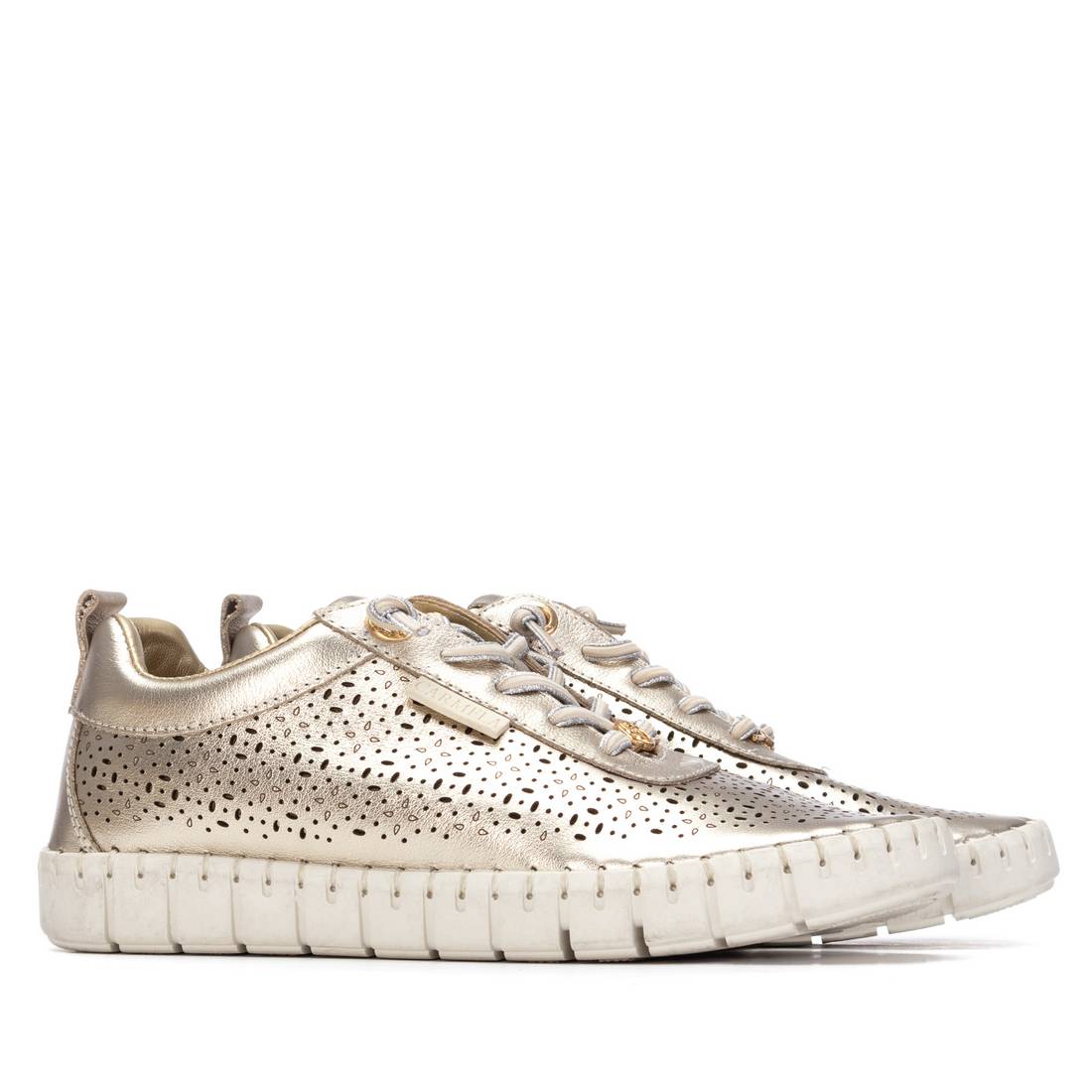 Carmela 16309914 basket femme dorée cuir plat