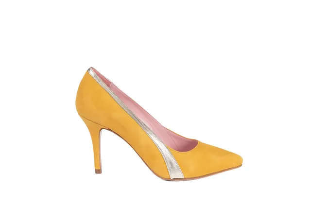 Coralie Masson Gigi escarpins jaune doré talon 9 cm
