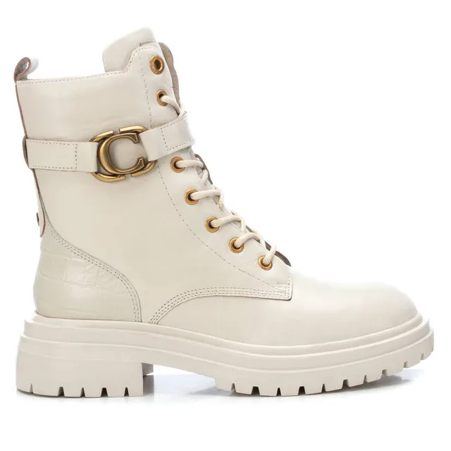 Carmela 16089102 bottines militaires cuir blanc