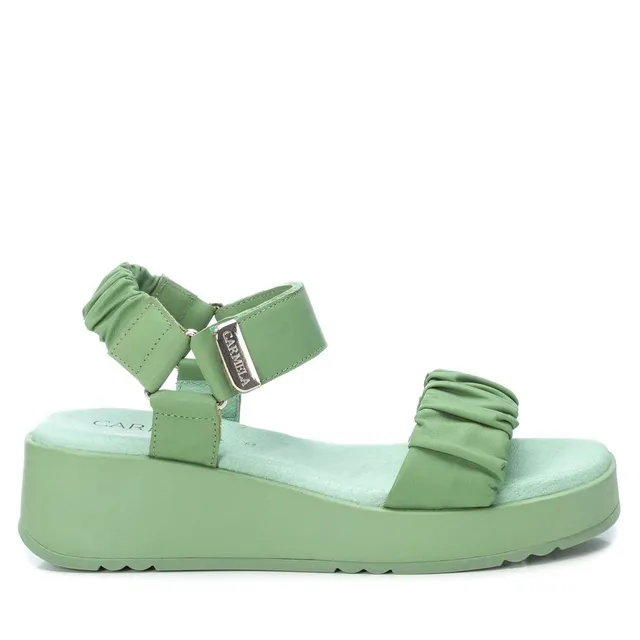 Carmela 16081101 sandales cuir vert compensé