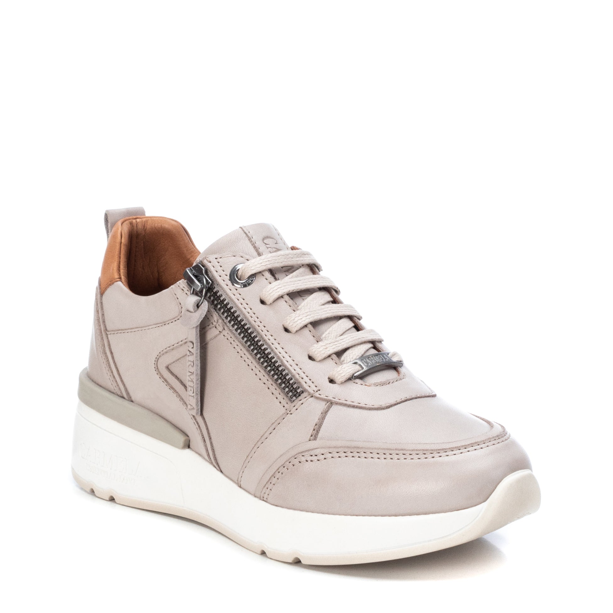 Carmela 16020803 basket cuir blanc zip semelle épaisse