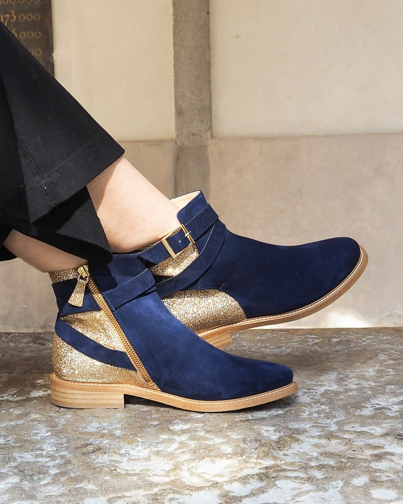 Dessine Moi Un Soulier boots Carla velours marine paillette