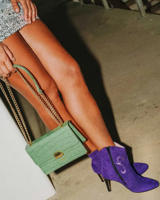 Coralie Masson Reese mini sac cuir croco vert sauge