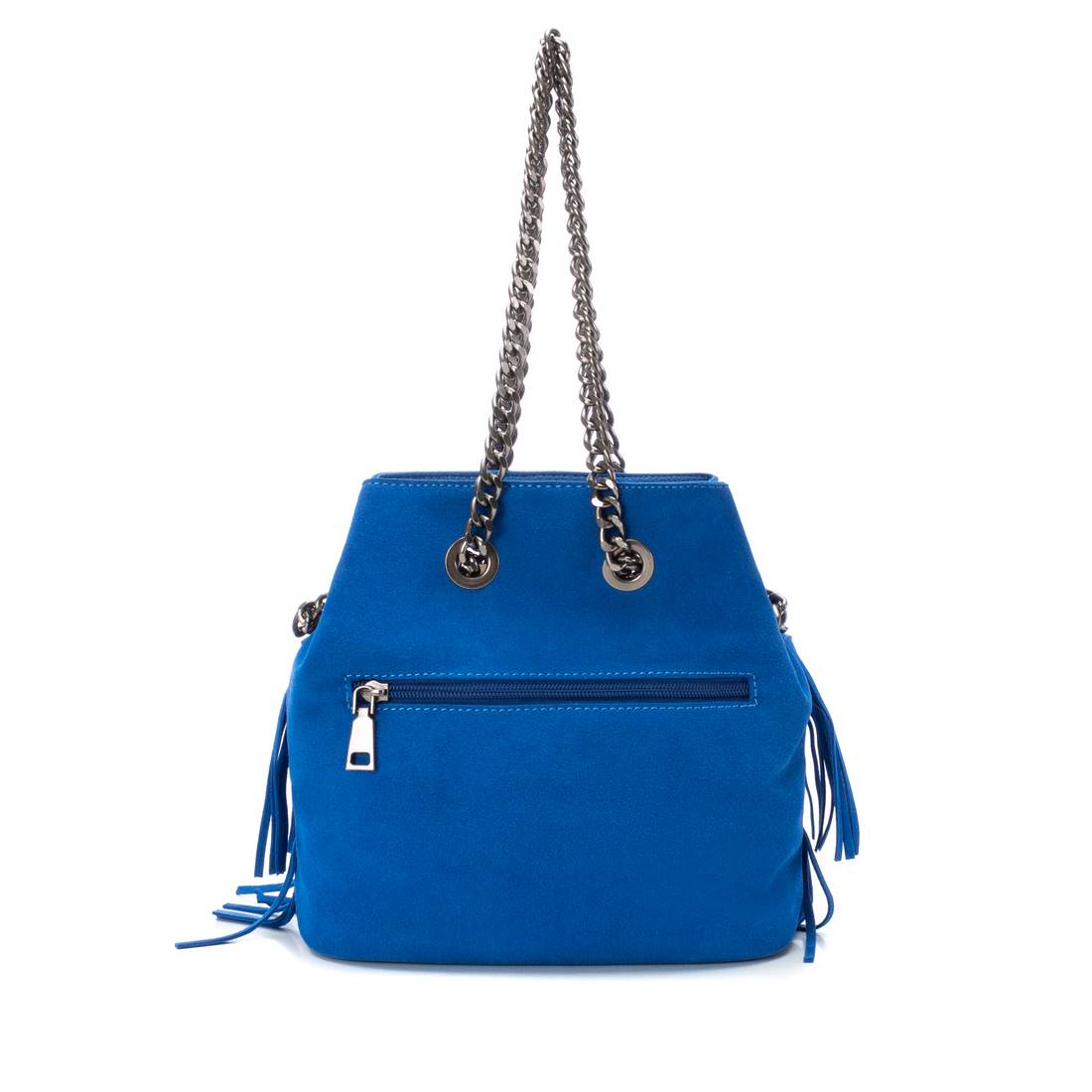 Carmela 18605204 sac femme bleu cuir franges 27 cm
