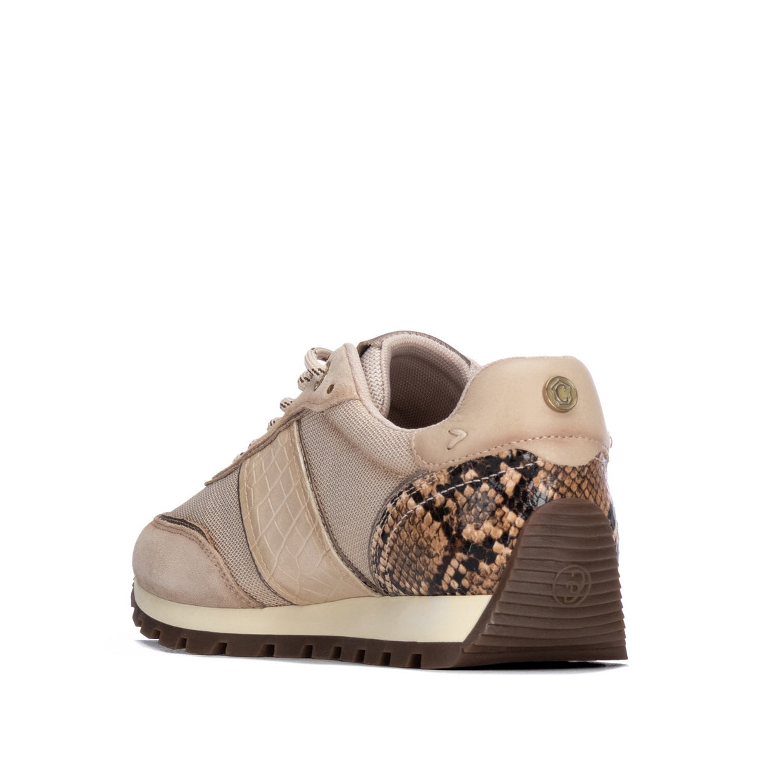 Carmela 16423702 basket femme beige cuir jogging