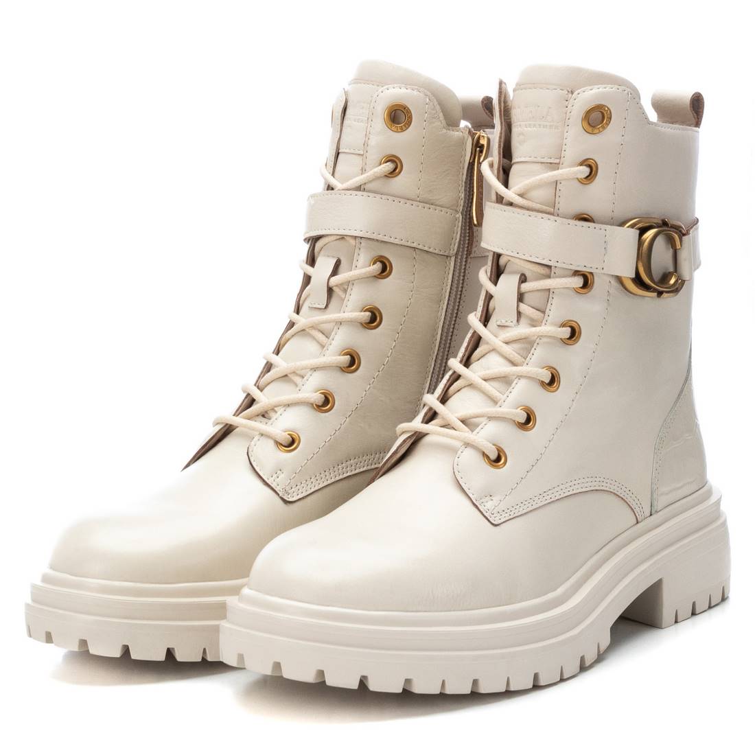 Carmela 16089102 bottines militaires cuir blanc