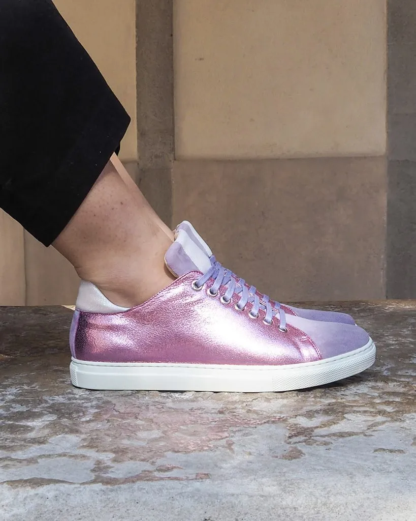 Dessine Moi Un Soulier basket à lacets velours mauve lilas