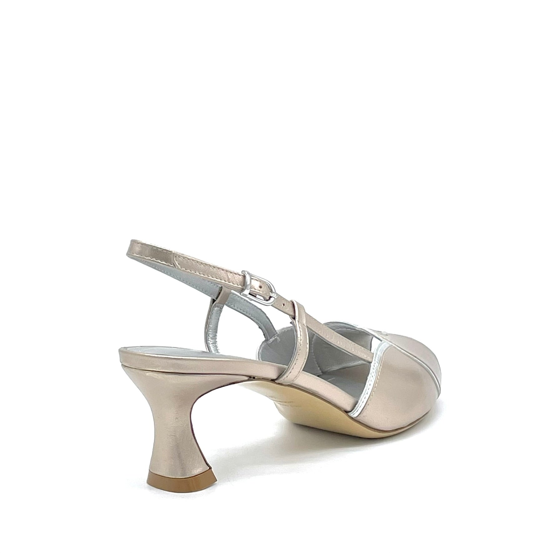 Elata 16102 sandale cuir laminé argent talon 5,5 cm