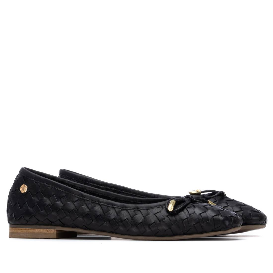 Carmela 16300101 ballerine cuir noir tressé