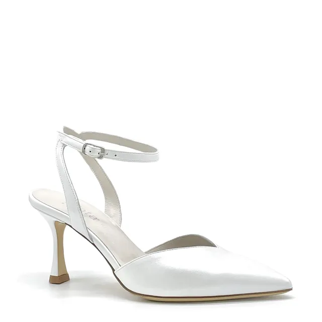 Elata S2532 slingback cuir perlé blanc talon 7,5 cm
