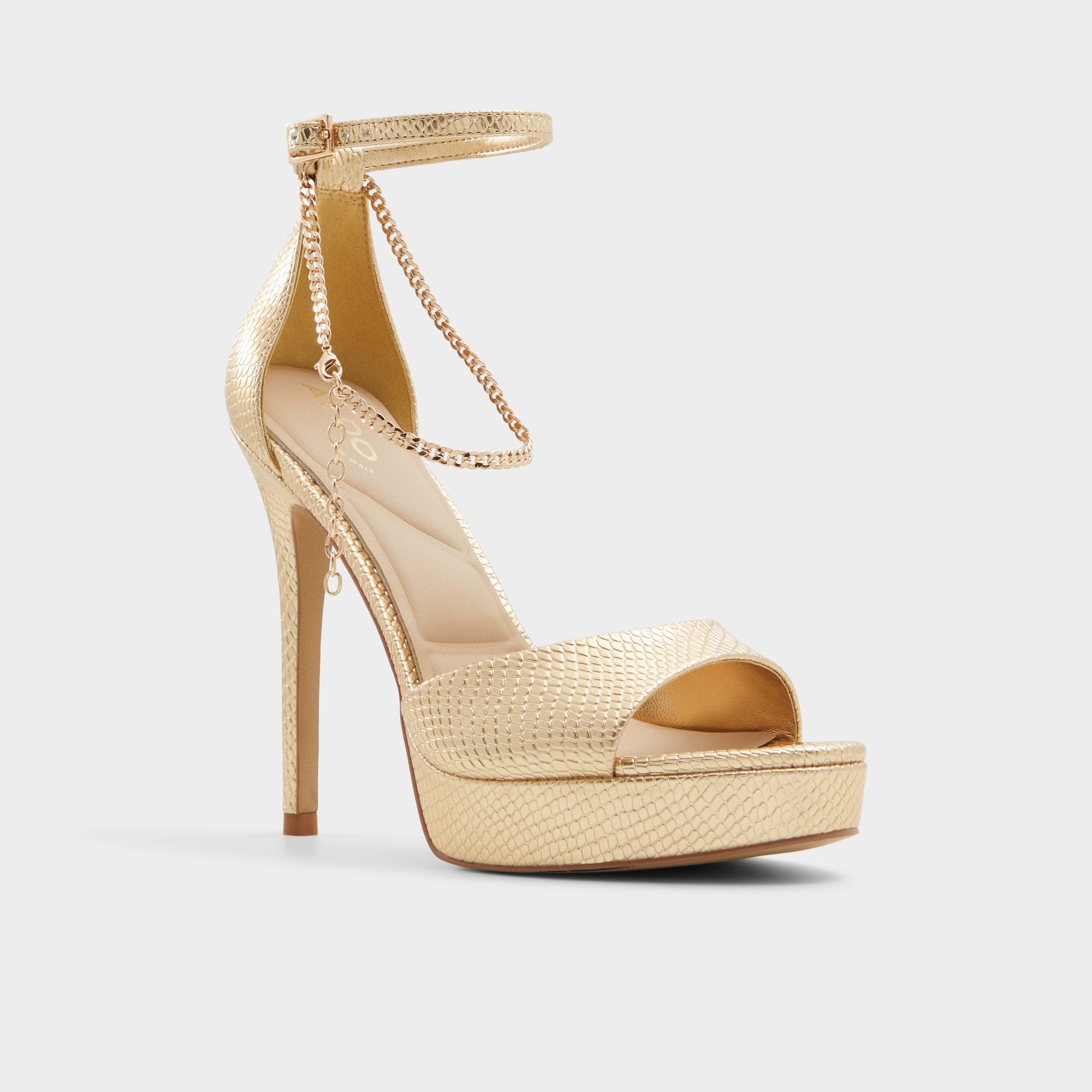 ALDO Afumeth sandales talon doré effet serpent