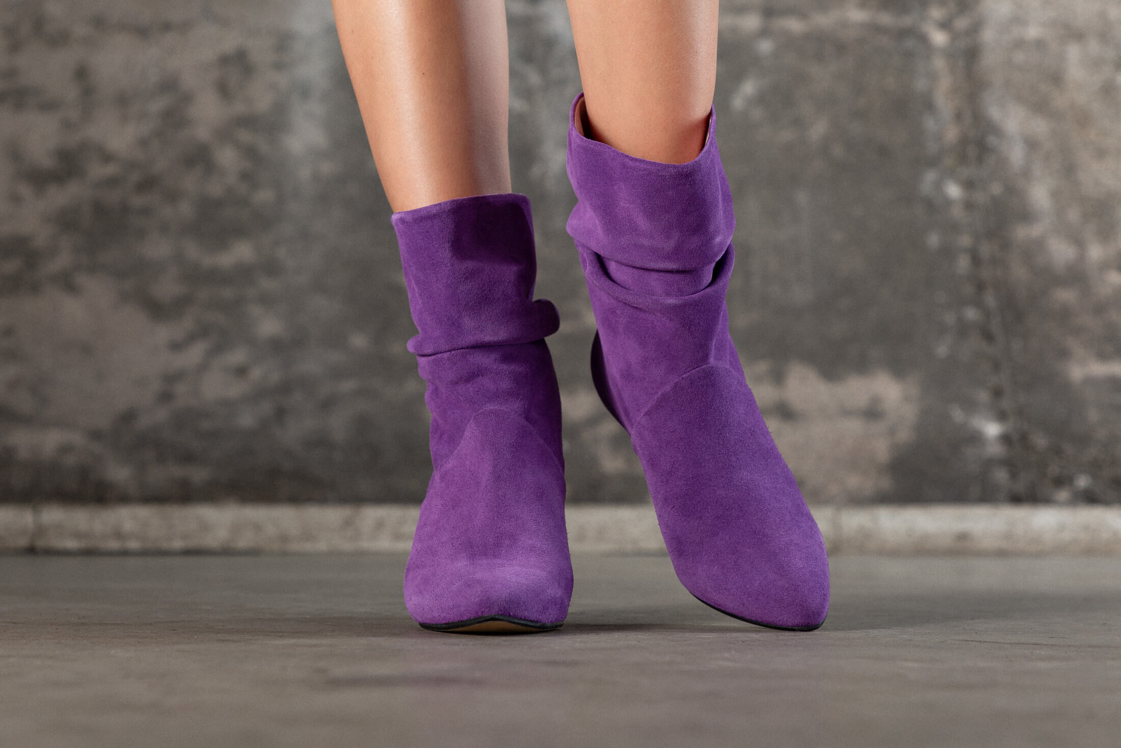 Coralie Masson City bottes cuir violet talon 5 cm