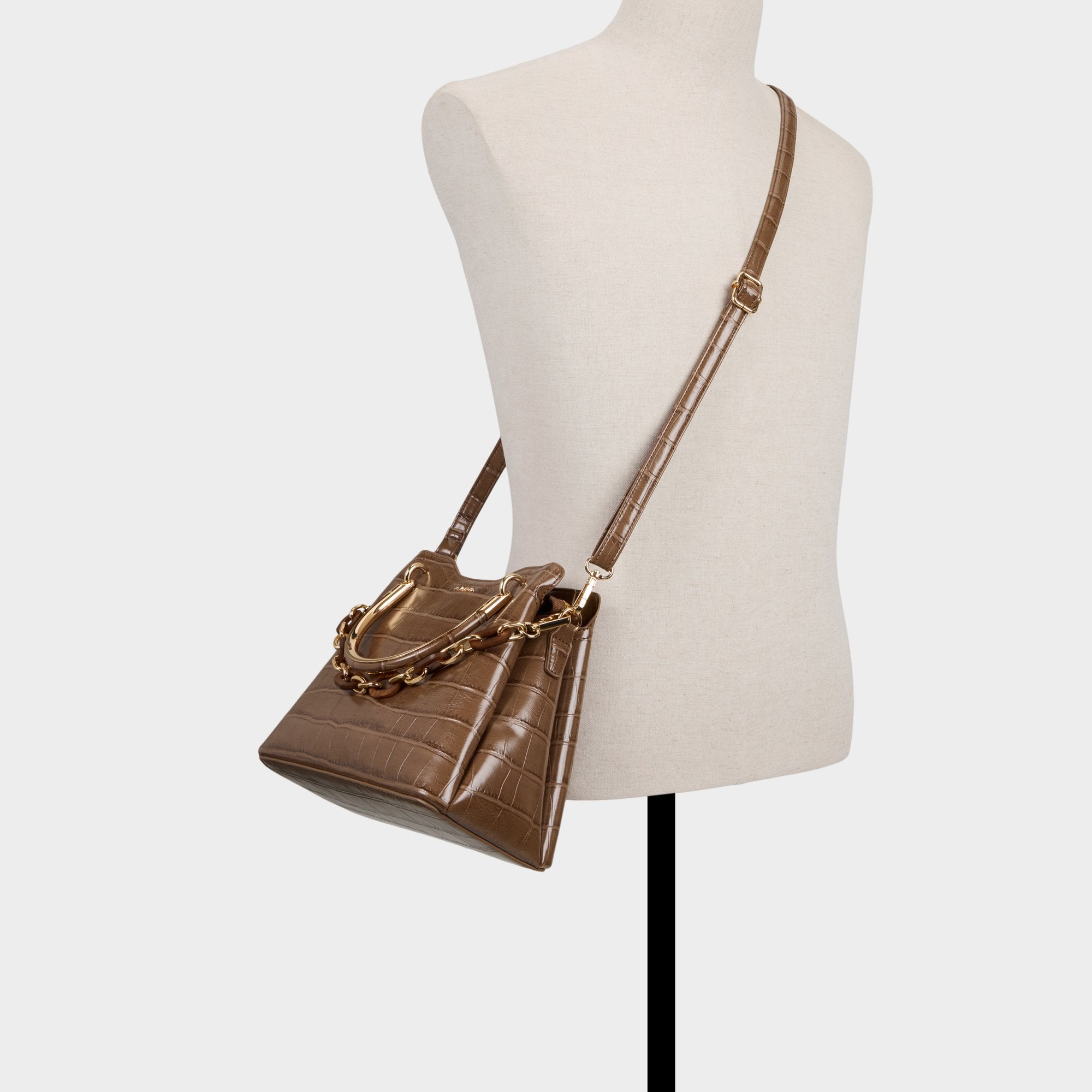 ALDO Arrayann sac satchel cuir marron chaîne