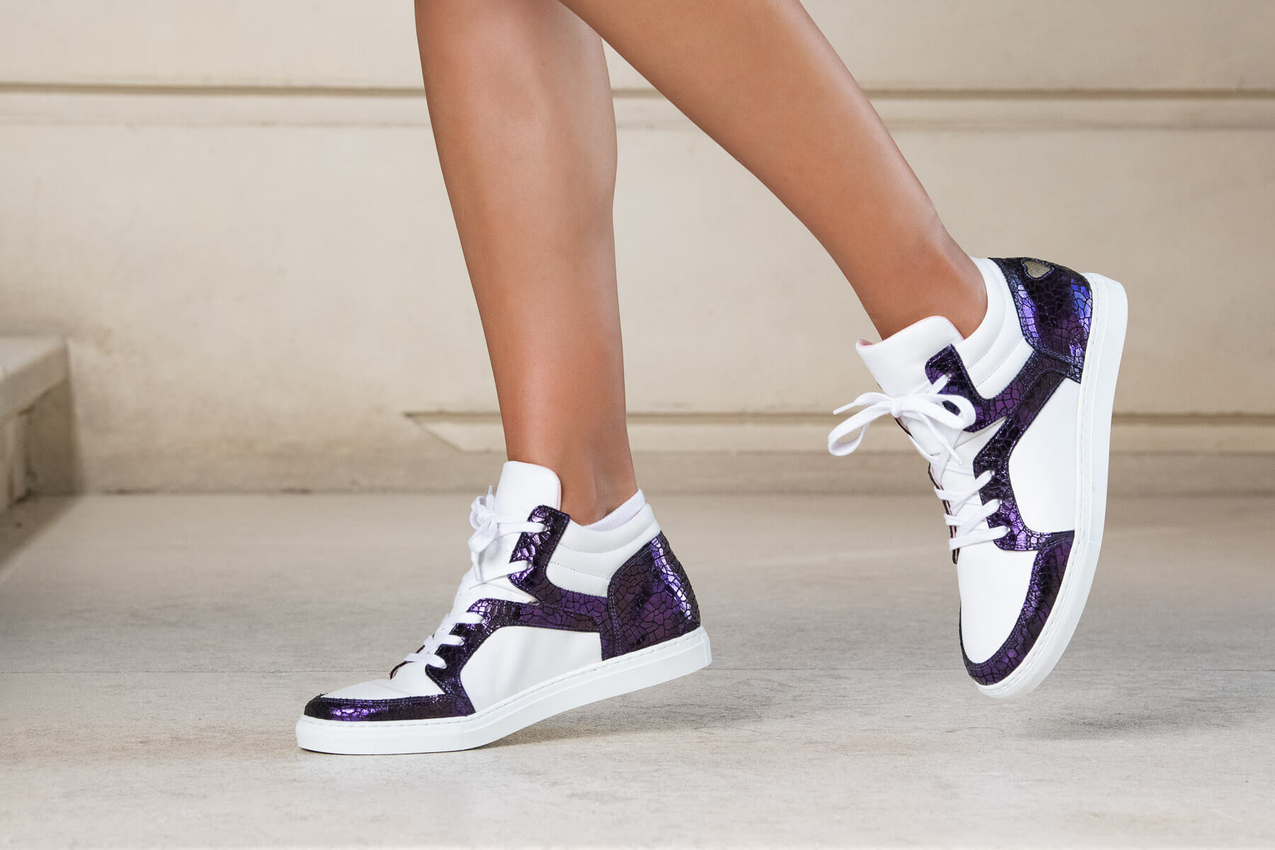 Coralie Masson Maria baskets montantes blanc violet