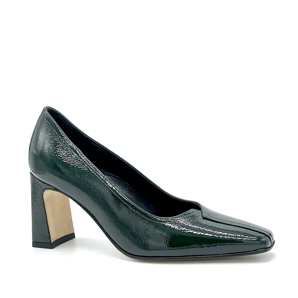 Escarpins Elata 53505 vernis vert talon 7,5 cm