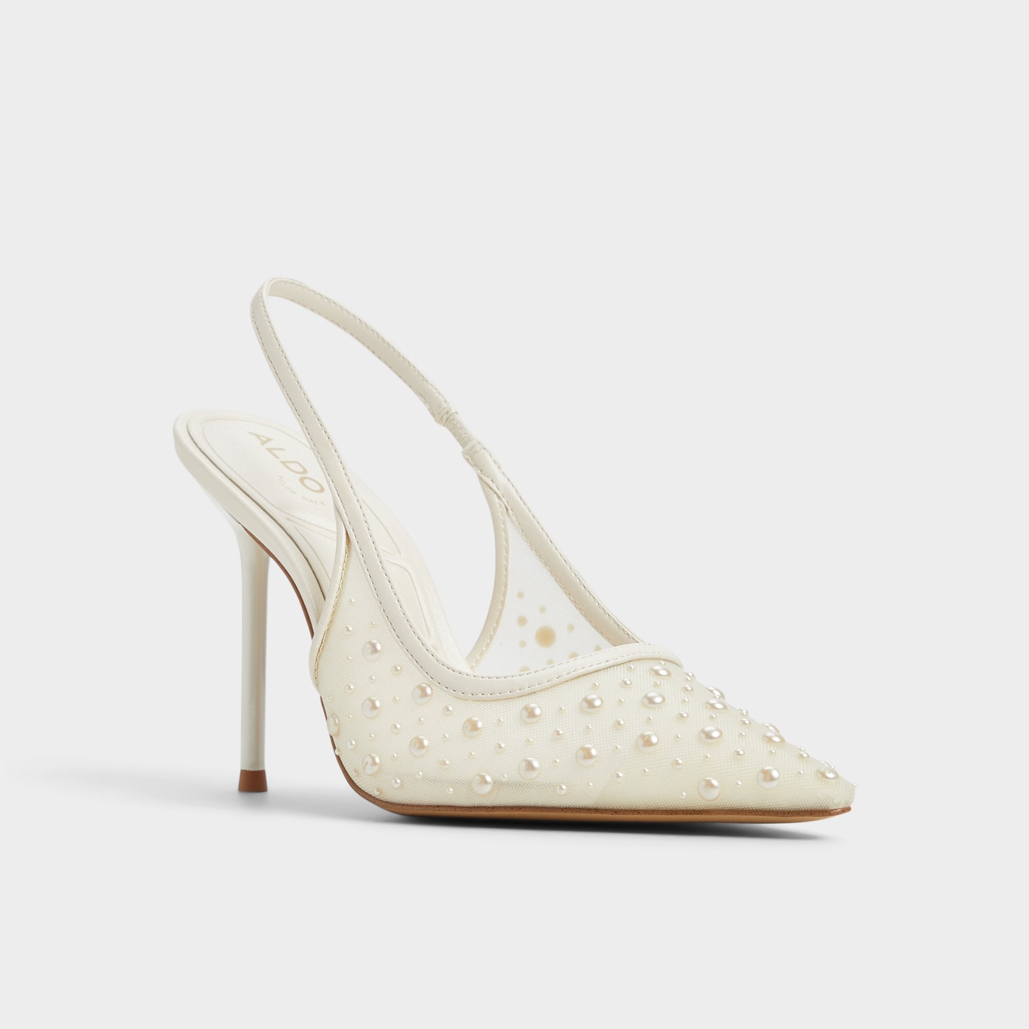 ALDO Pearlescent escarpins blancs perles maille