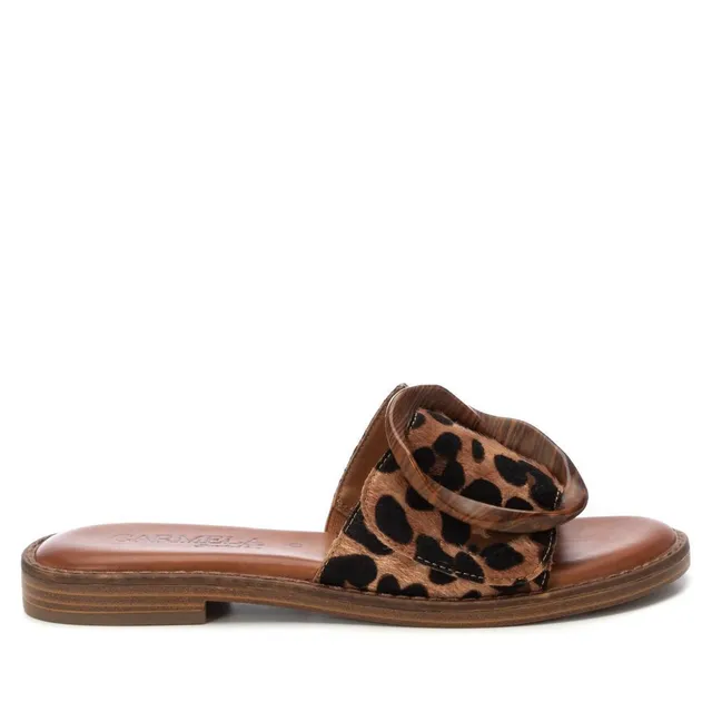 Carmela 16241504 sandale raphia léopard talon bas