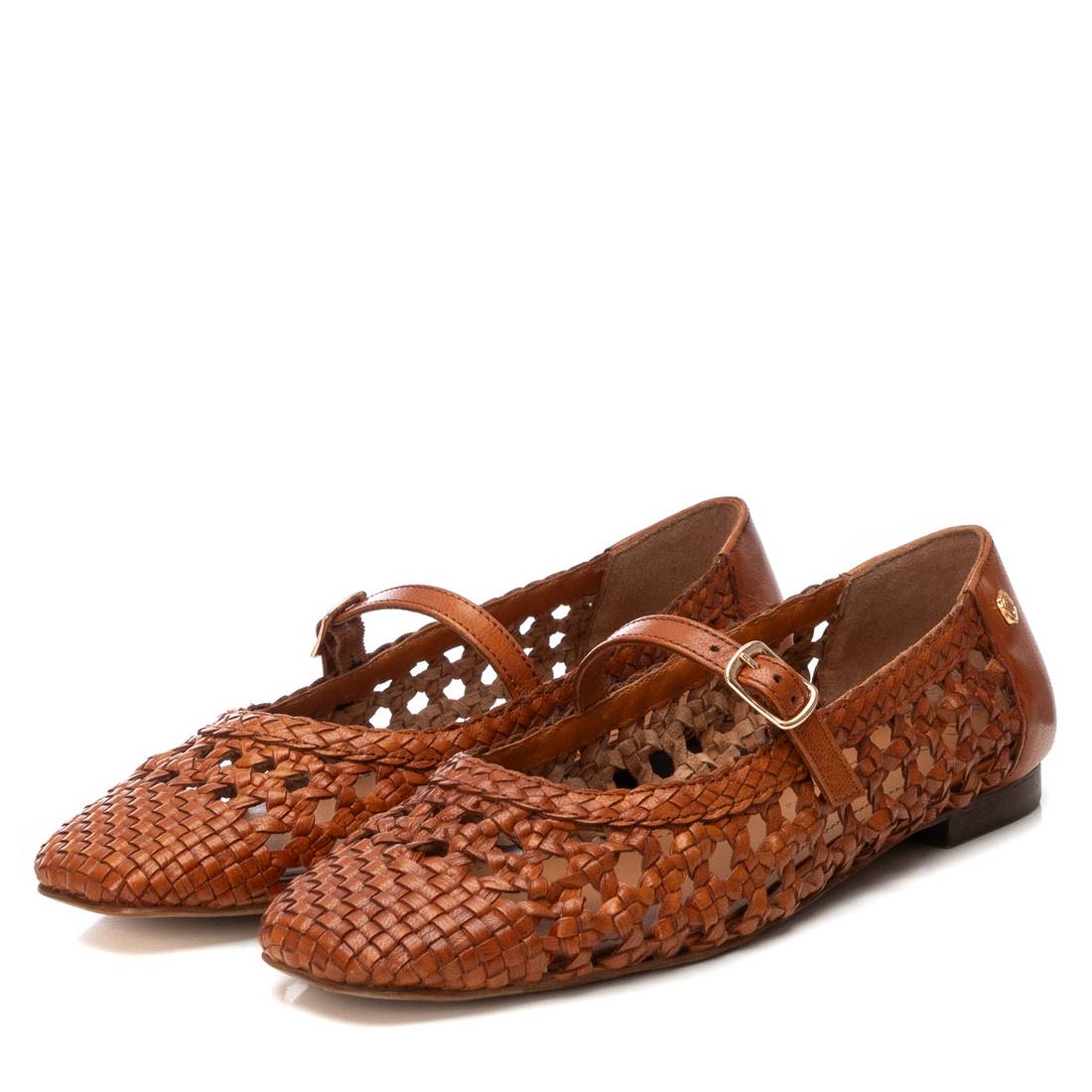 Carmela 16209702 ballerine femme cuir camel tressé