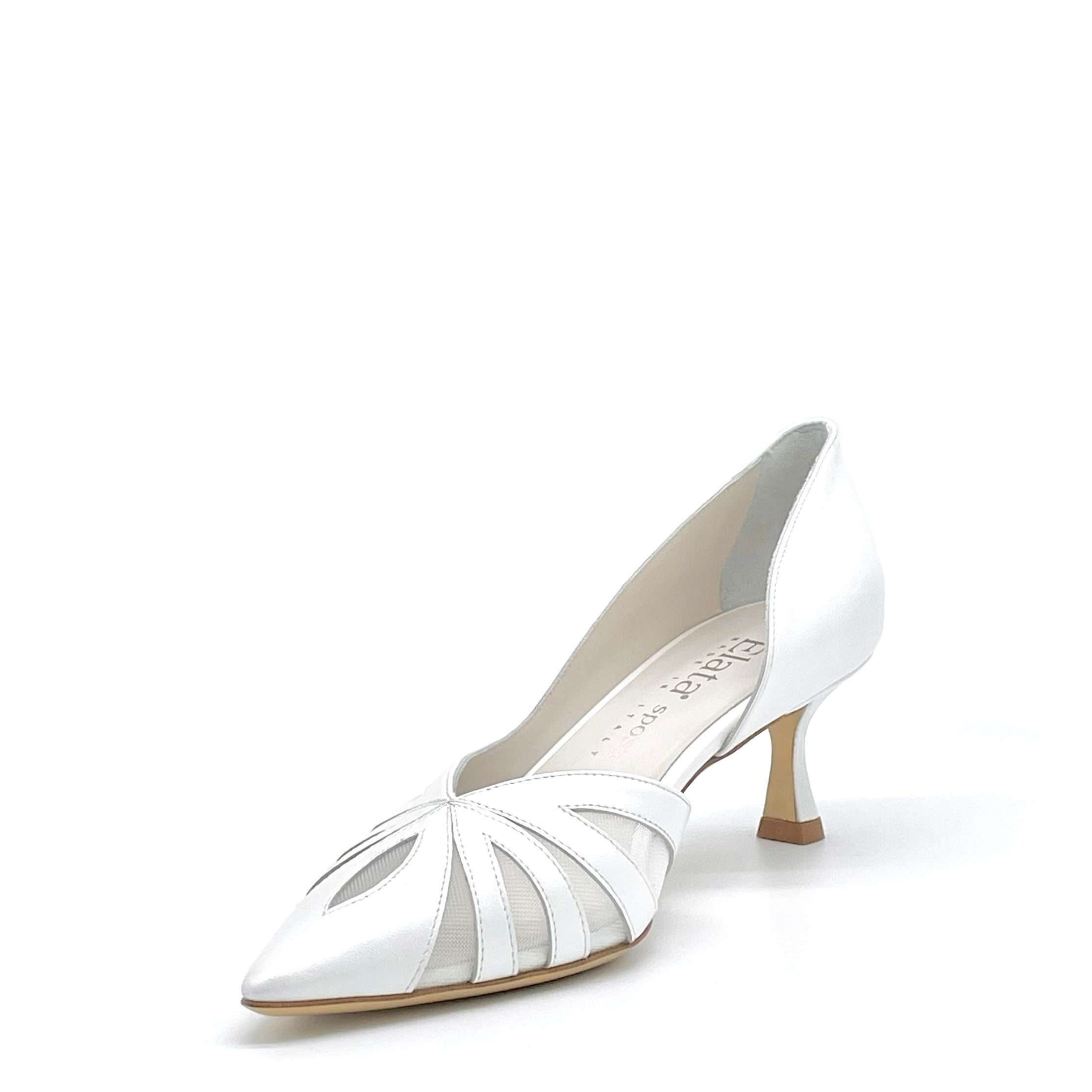 Elata S2536 escarpins mariée cuir perlé blanc