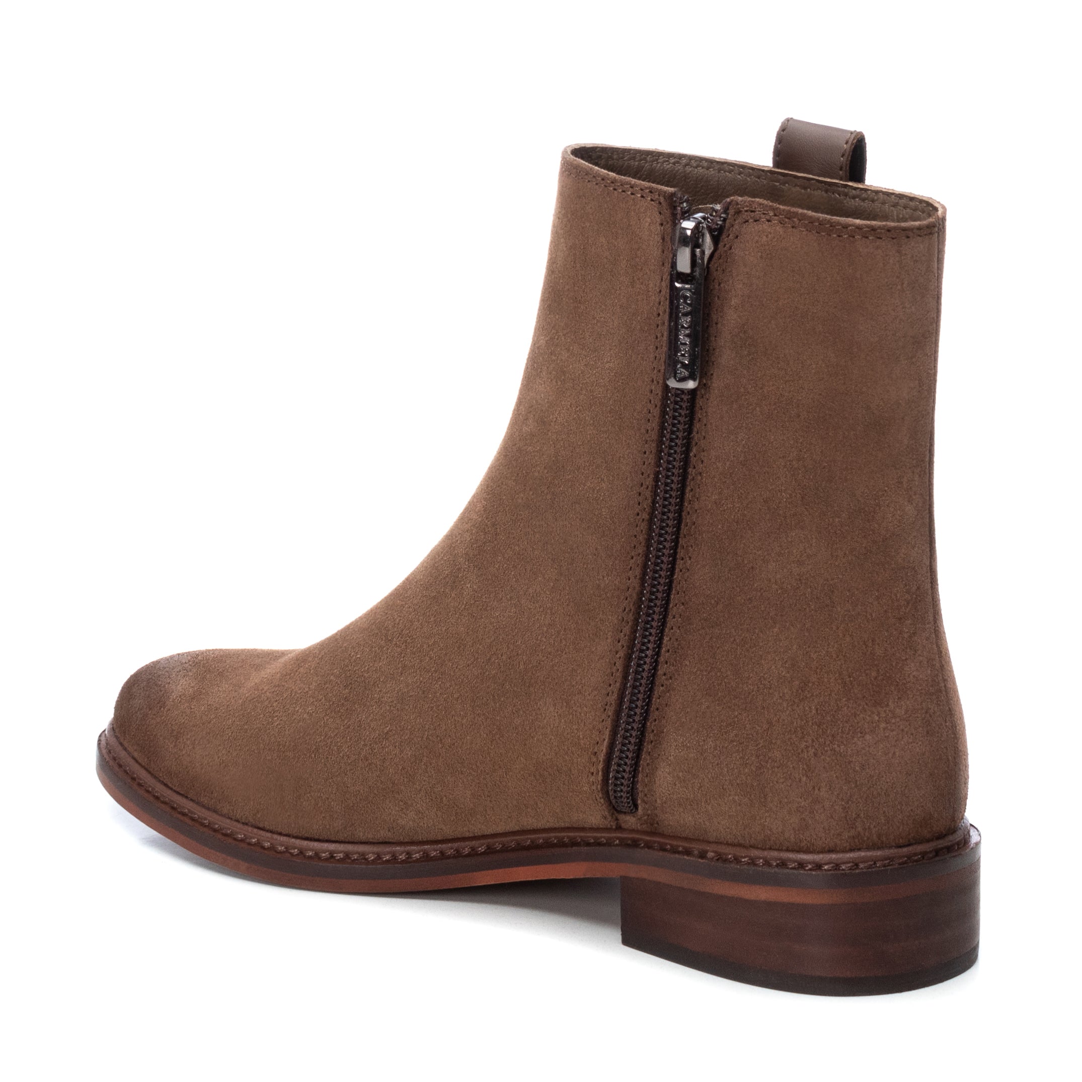 Carmela 16004802 bottine marron daim zip plat